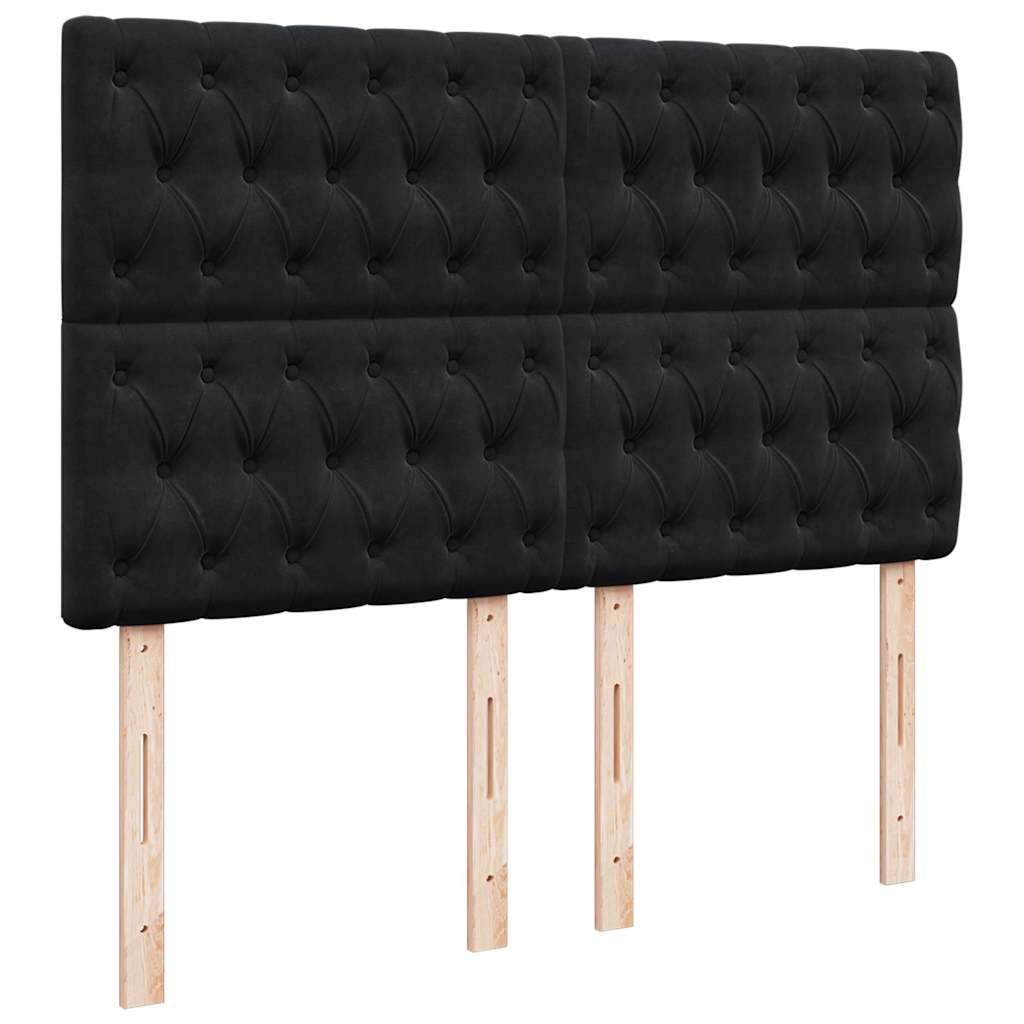 Ottoman-Bett mit Matratzen & LEDs Schwarz 140x200 cm Samt