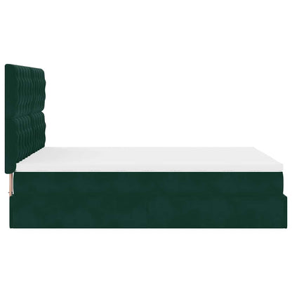 Ottoman-Bett mit Matratzen & LEDs Dunkelgrün 140x200 cm Samt