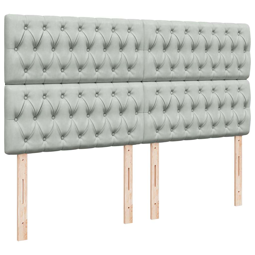 Ottoman-Bett mit Matratzen & LEDs Hellgrau 160x200 cm Samt