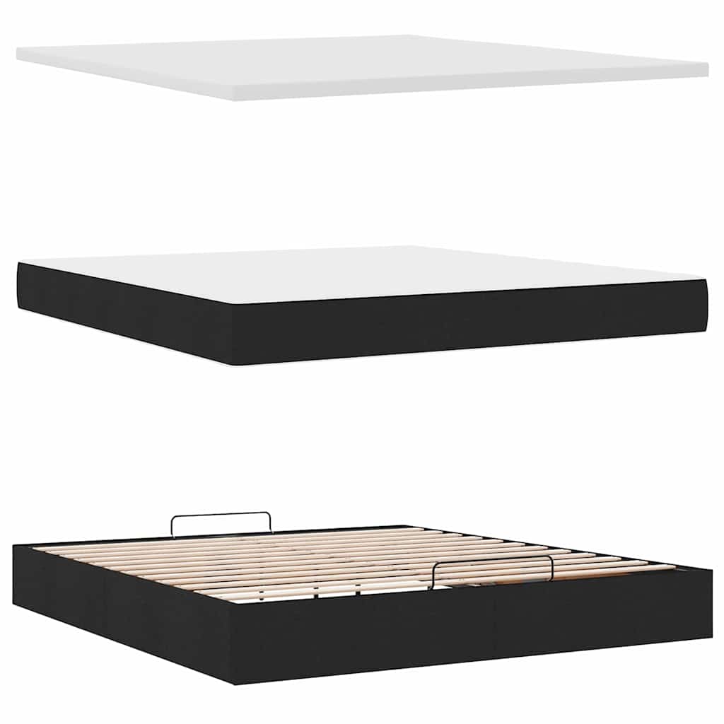 Ottoman-Bett mit Matratzen & LEDs Schwarz 160x200 cm Samt