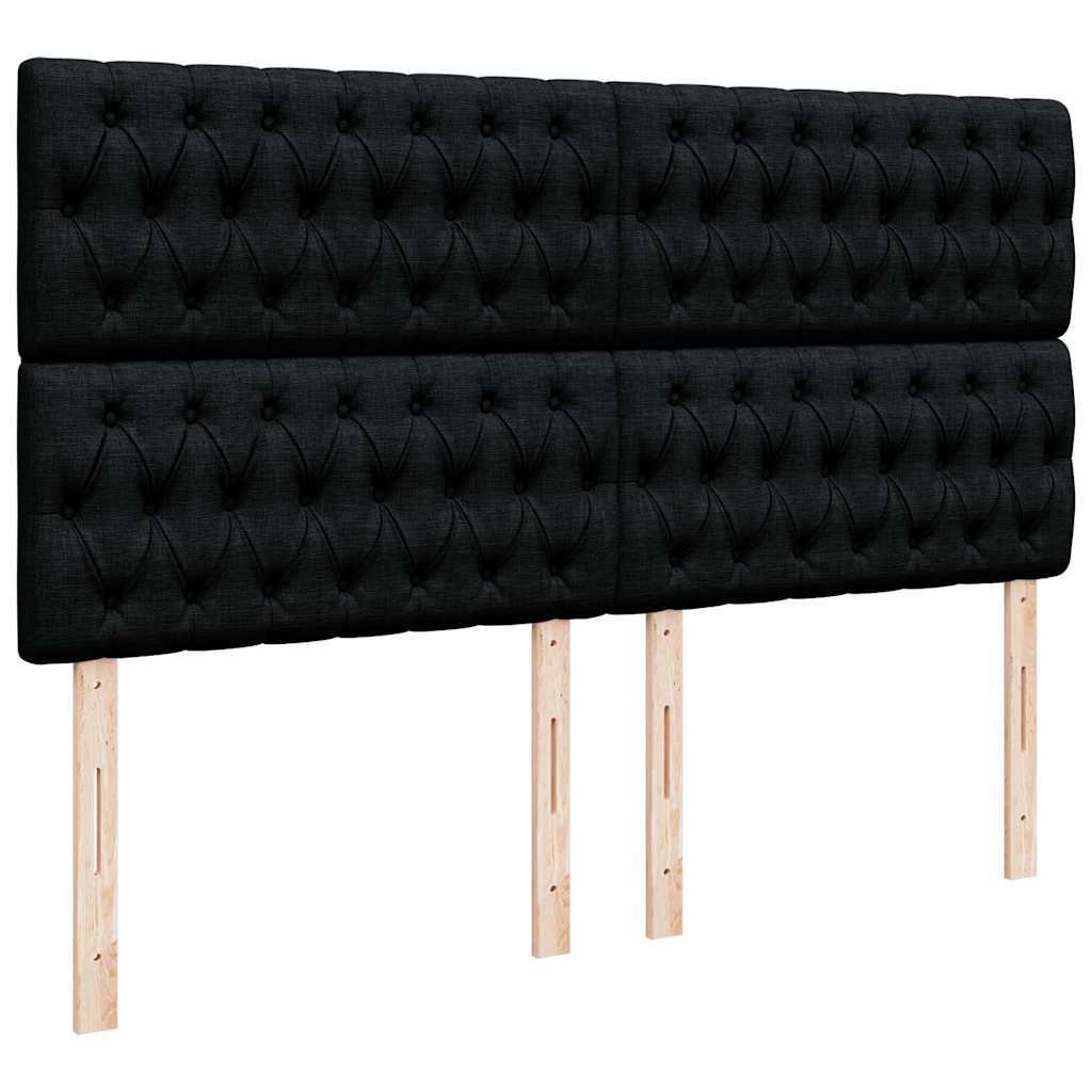 Ottoman-Bett mit Matratzen & LEDs Schwarz 160x200 cm Samt