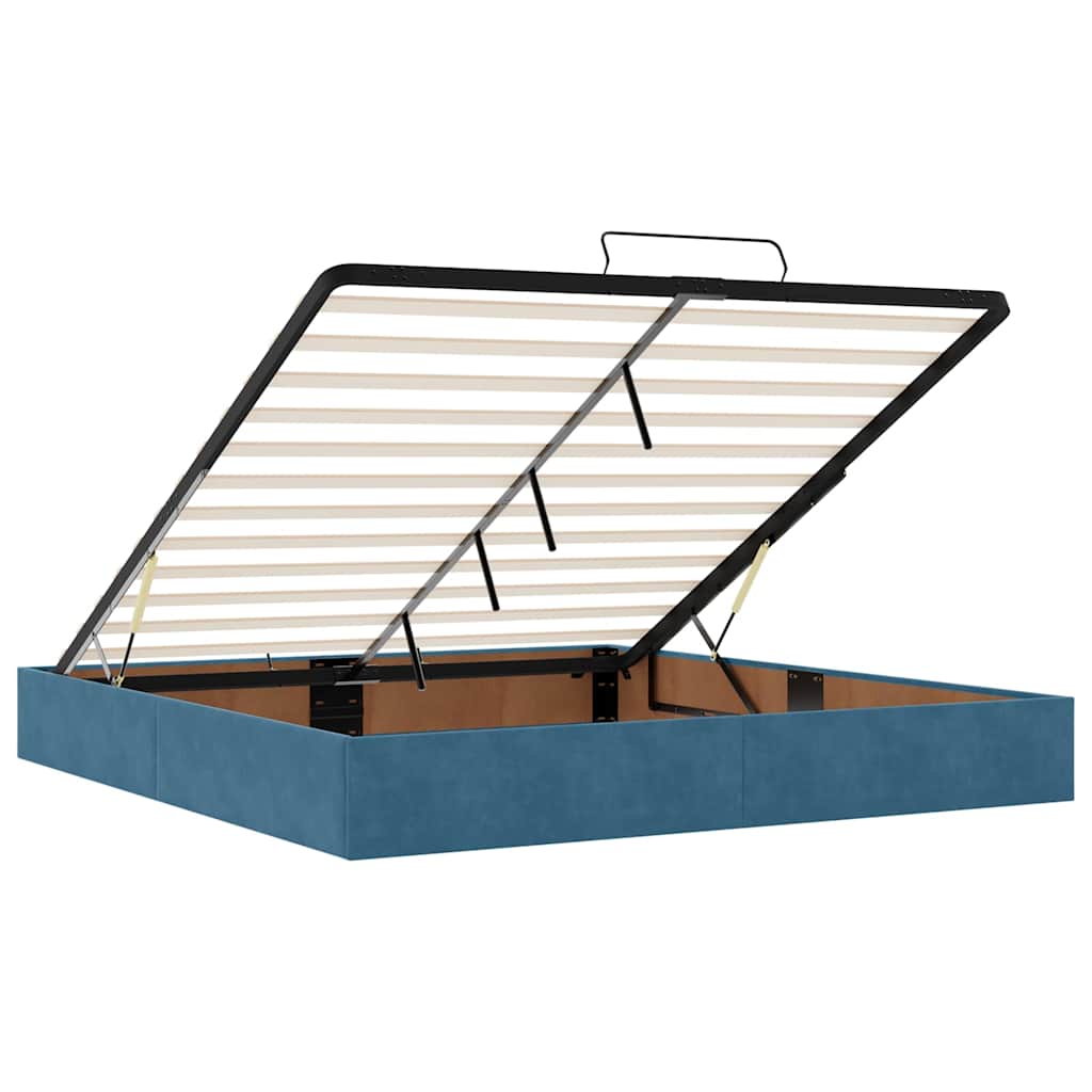 Ottoman-Bett mit Matratzen & LEDs Dunkelblau 160x200 cm Samt