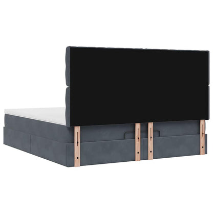 Ottoman-Bett mit Matratzen & LEDs Dunkelgrau 180x200 cm Samt