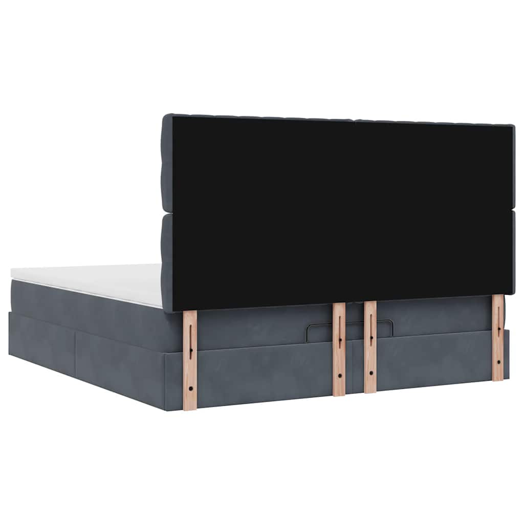 Ottoman-Bett mit Matratzen & LEDs Dunkelgrau 180x200 cm Samt