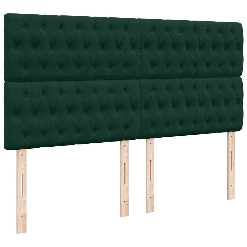 Ottoman-Bett mit Matratzen & LEDs Dunkelgrün 180x200 cm Samt