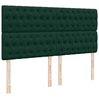 Ottoman-Bett mit Matratzen & LEDs Dunkelgrün 180x200 cm Samt