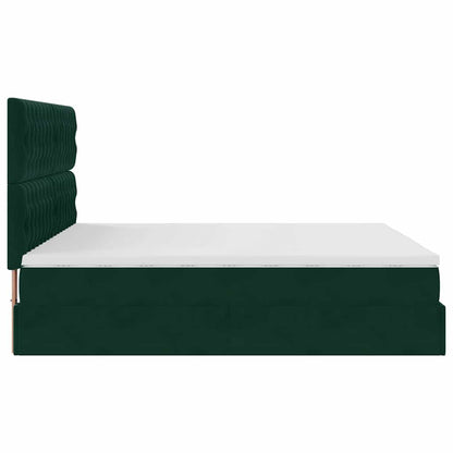 Ottoman-Bett mit Matratzen & LEDs Dunkelgrün 180x200 cm Samt
