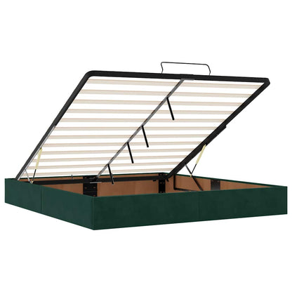 Ottoman-Bett mit Matratzen & LEDs Dunkelgrün 180x200 cm Samt
