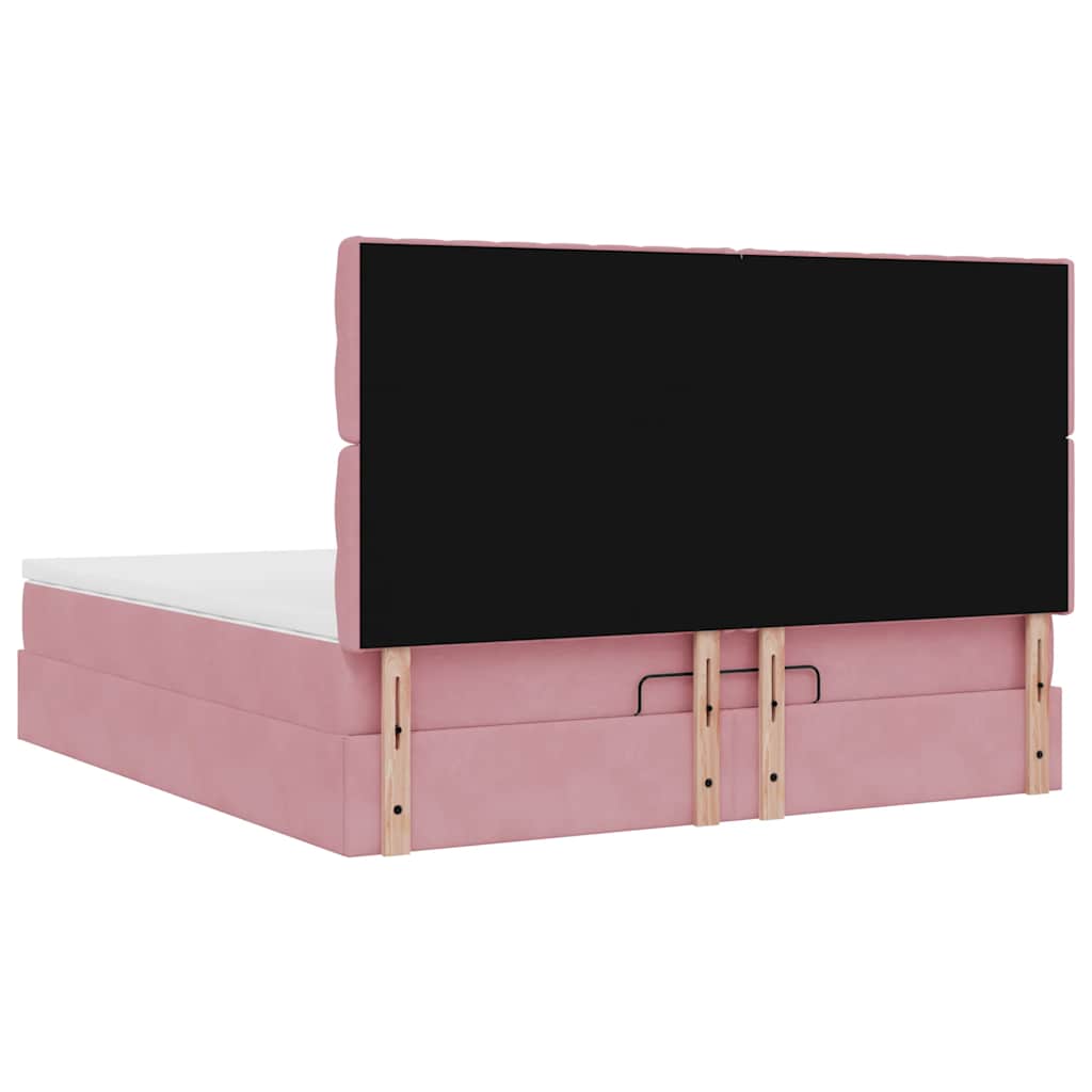 Ottoman-Bett mit Matratzen & LEDs Rosa 180x200 cm Samt