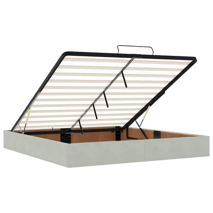 Ottoman-Bett mit Matratzen & LEDs Hellgrau 200x200 cm Samt