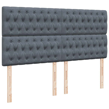 Ottoman-Bett mit Matratzen & LEDs Dunkelgrau 200x200 cm Samt