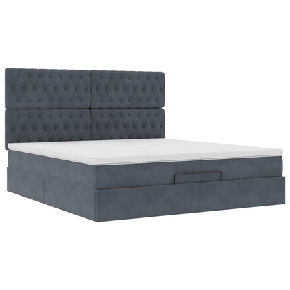 Ottoman-Bett mit Matratzen & LEDs Dunkelgrau 200x200 cm Samt