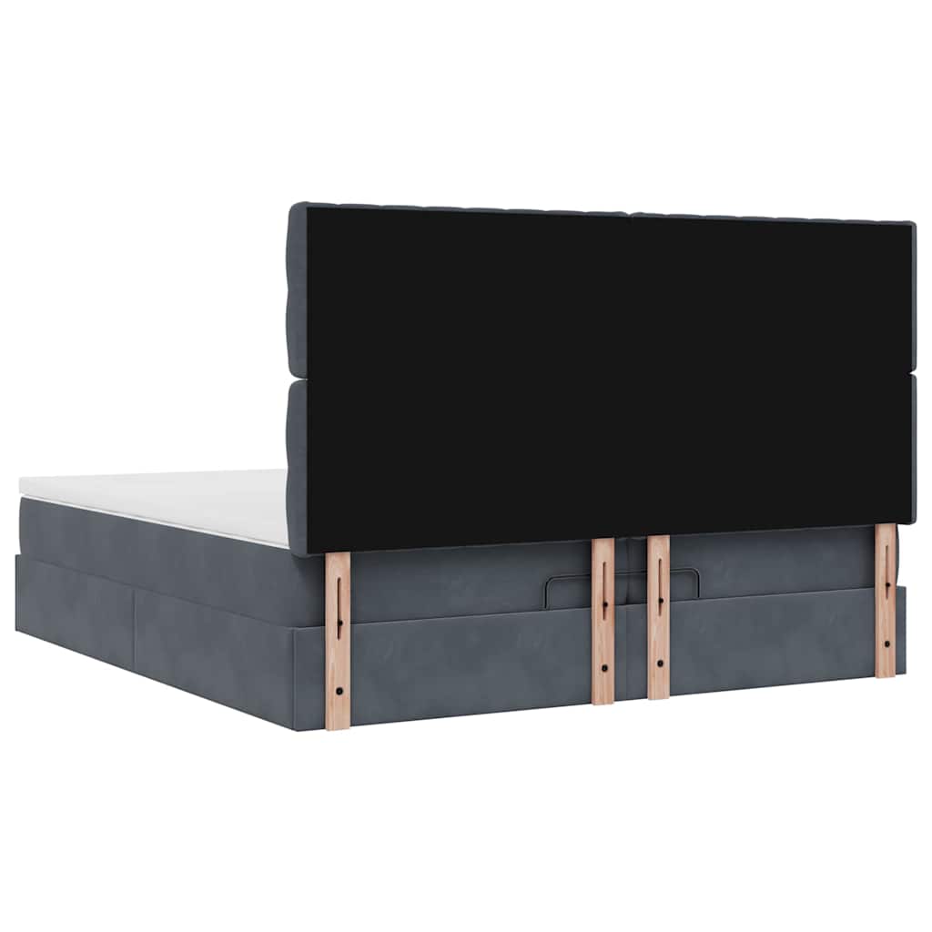 Ottoman-Bett mit Matratzen & LEDs Dunkelgrau 200x200 cm Samt