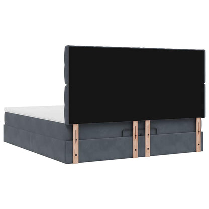 Ottoman-Bett mit Matratzen & LEDs Dunkelgrau 200x200 cm Samt