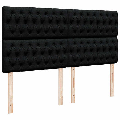 Ottoman-Bett mit Matratzen & LEDs Schwarz 200x200 cm Samt