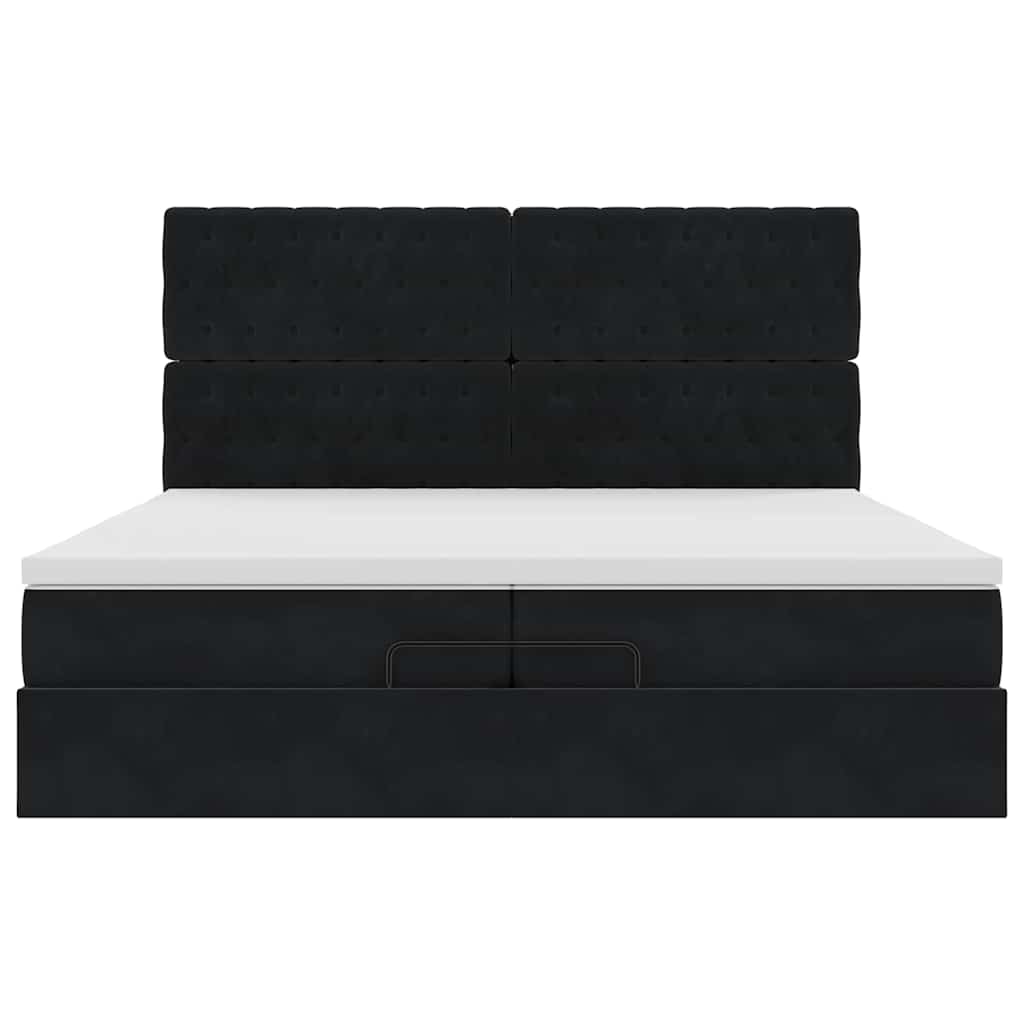 Ottoman-Bett mit Matratzen & LEDs Schwarz 200x200 cm Samt
