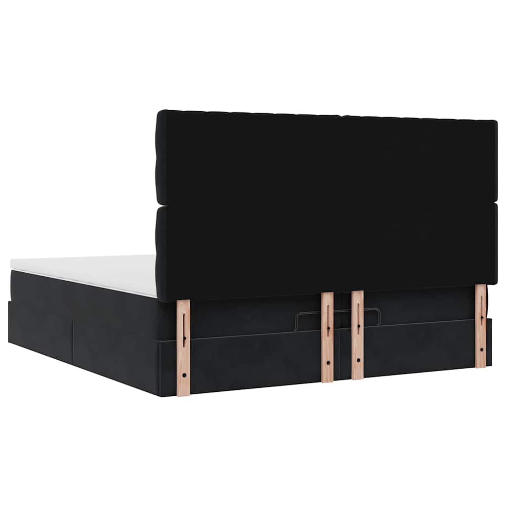 Ottoman-Bett mit Matratzen & LEDs Schwarz 200x200 cm Samt