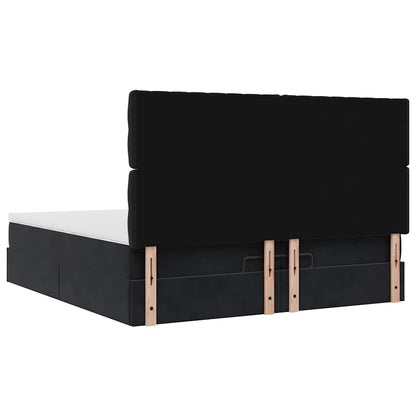 Ottoman-Bett mit Matratzen & LEDs Schwarz 200x200 cm Samt