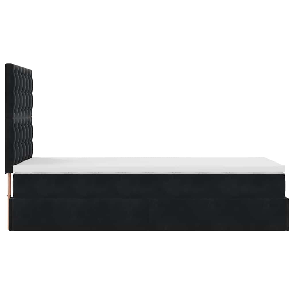 Ottoman-Bett mit Matratzen & LEDs Schwarz 80x200 cm Samt