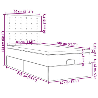 Ottoman-Bett mit Matratzen & LEDs Dunkelgrün 80x200 cm Samt