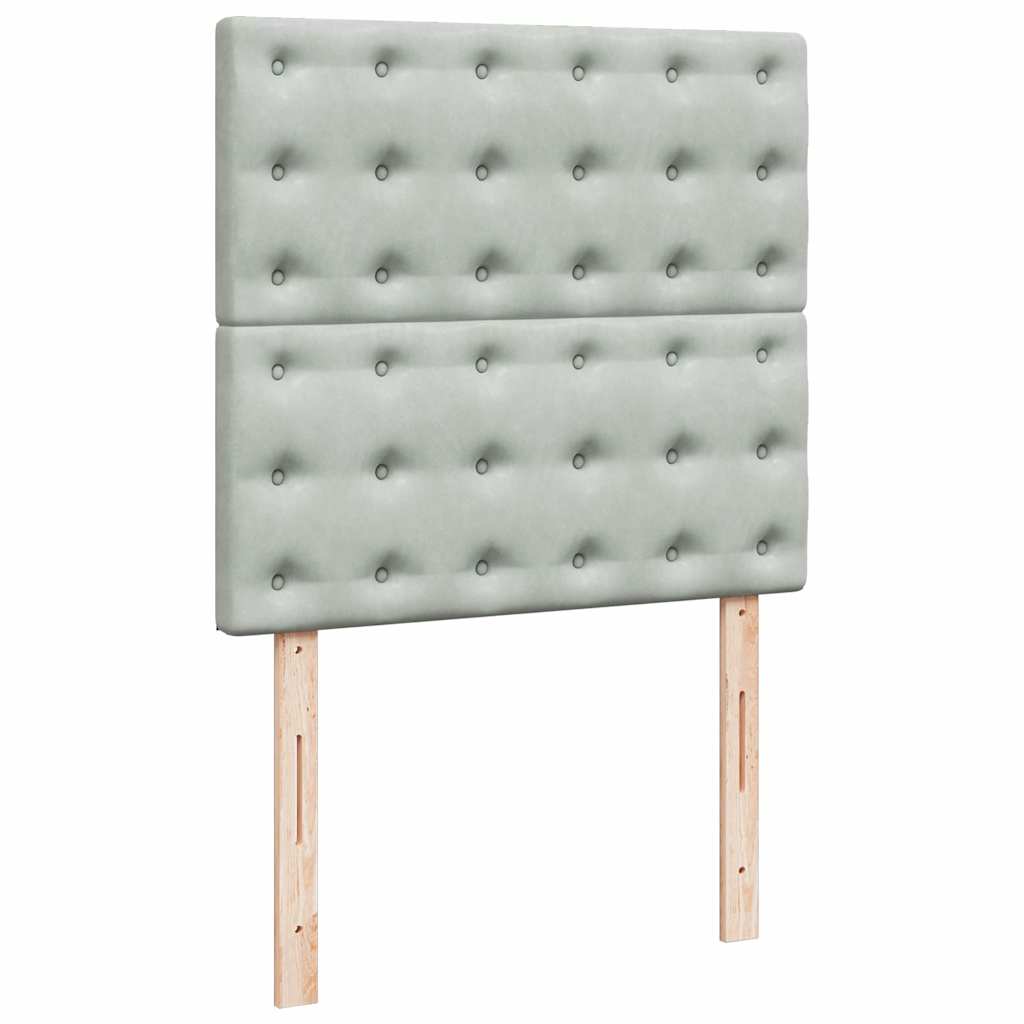 Ottoman-Bett mit Matratzen & LEDs Hellgrau 90x190 cm Samt