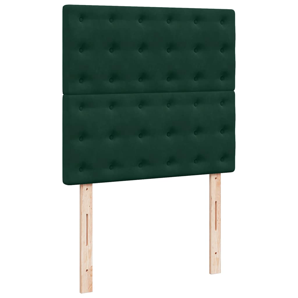 Ottoman-Bett mit Matratzen & LEDs Dunkelgrün 90x190 cm Samt