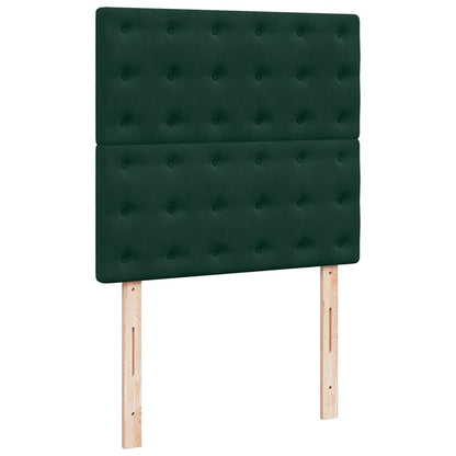 Ottoman-Bett mit Matratzen & LEDs Dunkelgrün 90x200 cm Samt