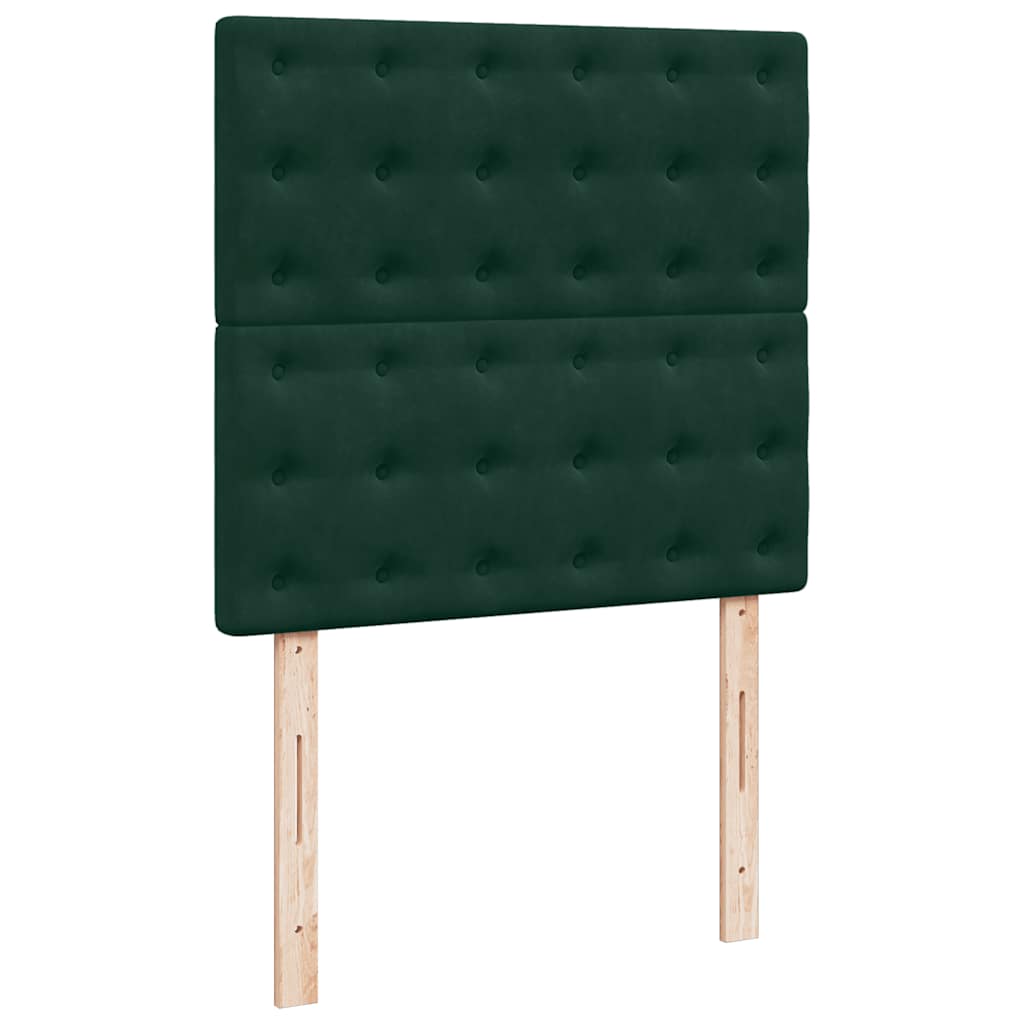 Ottoman-Bett mit Matratzen & LEDs Dunkelgrün 100x200 cm Samt