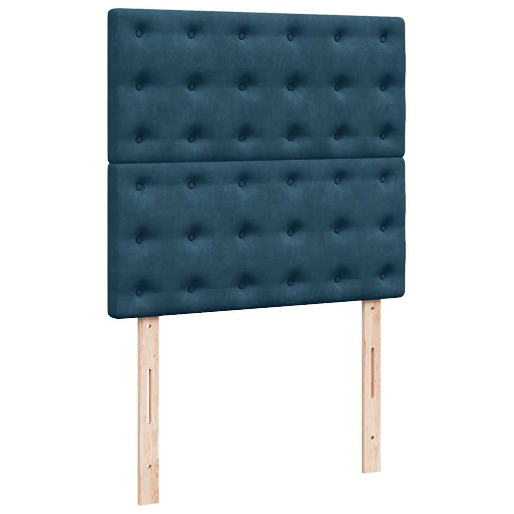 Ottoman-Bett mit Matratzen & LEDs Dunkelblau 100x200 cm Samt
