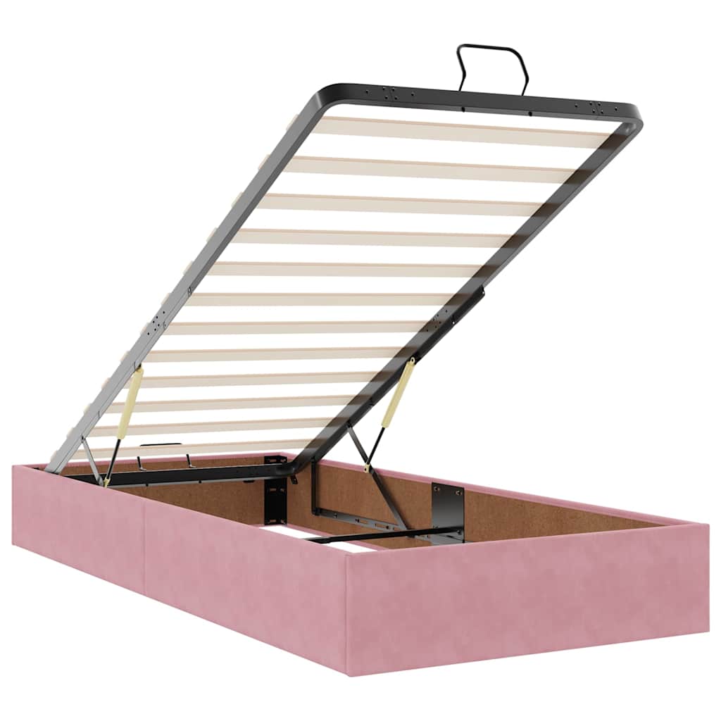 Ottoman-Bett mit Matratzen & LEDs Rosa 100x200 cm Samt