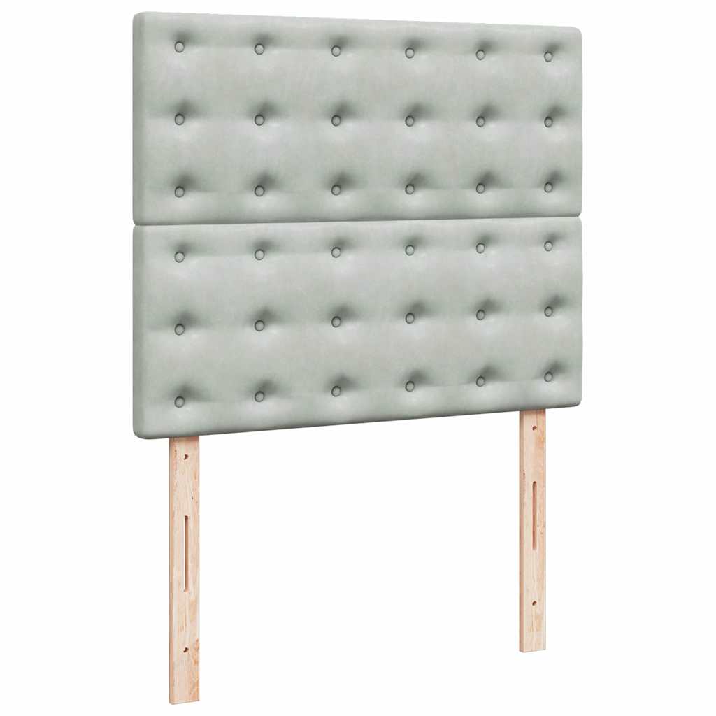 Ottoman-Bett mit Matratzen & LEDs Hellgrau 120x190 cm Samt