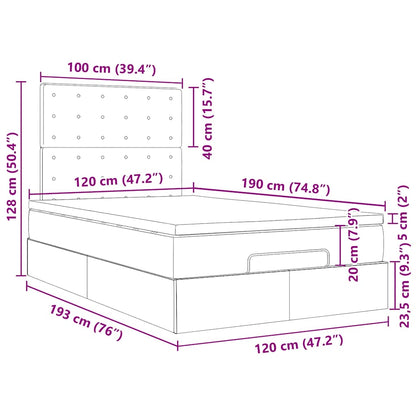 Ottoman-Bett mit Matratzen & LEDs Hellgrau 120x190 cm Samt