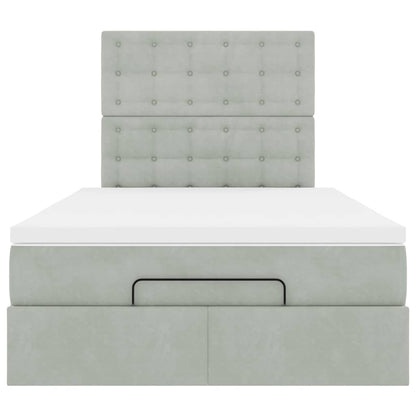 Ottoman-Bett mit Matratzen & LEDs Hellgrau 120x190 cm Samt