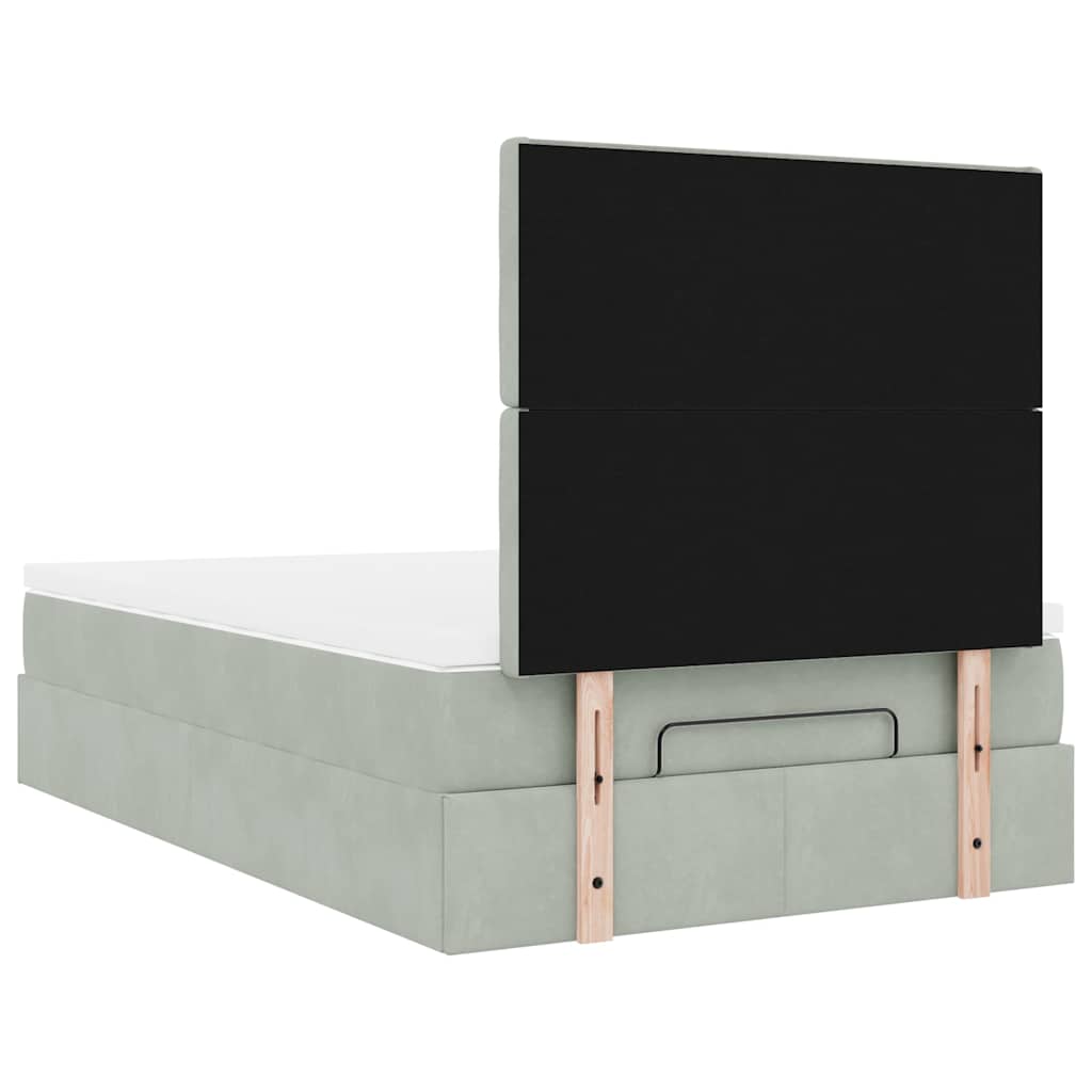 Ottoman-Bett mit Matratzen & LEDs Hellgrau 120x190 cm Samt