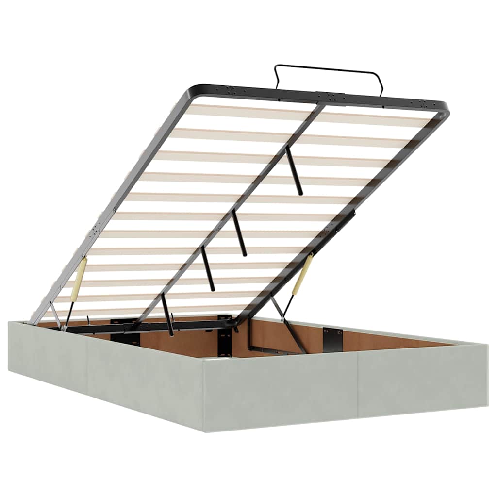Ottoman-Bett mit Matratzen & LEDs Hellgrau 120x190 cm Samt
