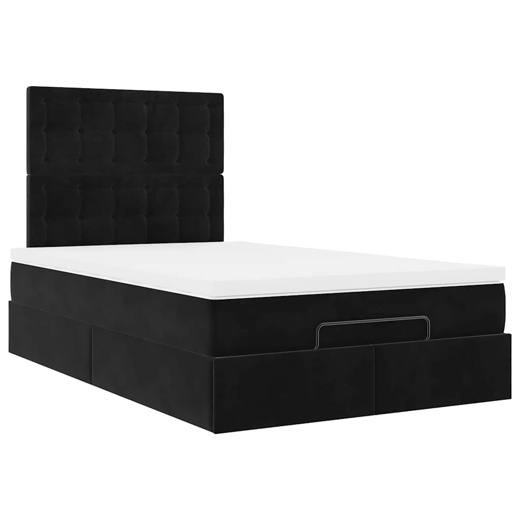 Ottoman-Bett mit Matratzen & LEDs Schwarz 120x190 cm Samt