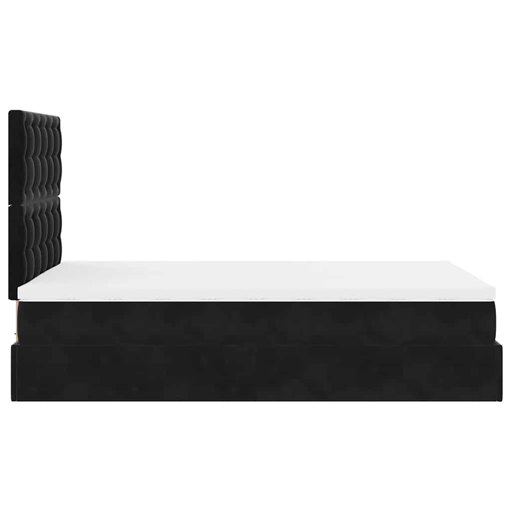 Ottoman-Bett mit Matratzen & LEDs Schwarz 120x190 cm Samt