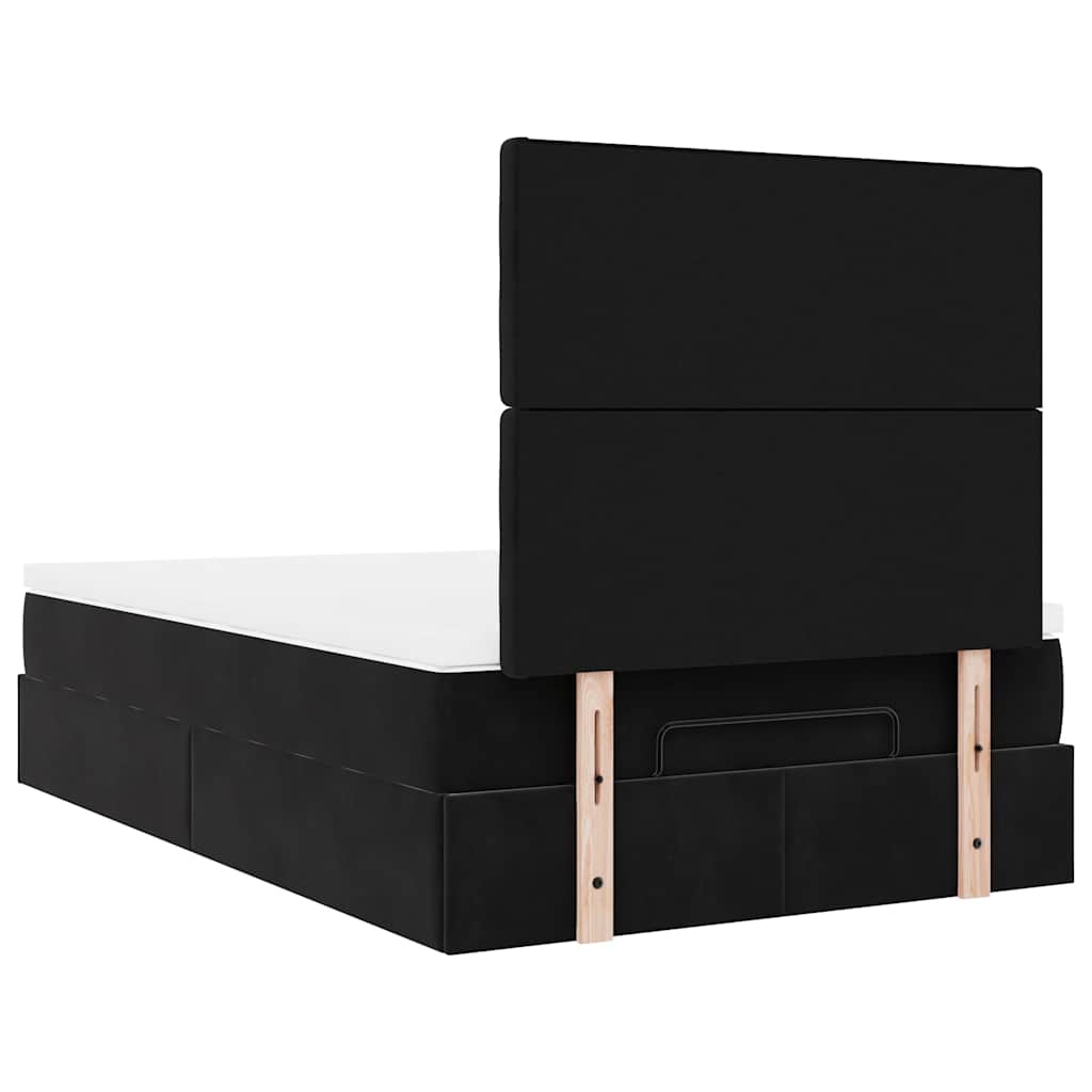 Ottoman-Bett mit Matratzen & LEDs Schwarz 120x190 cm Samt
