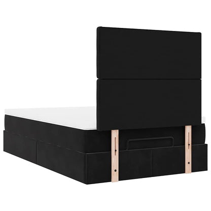 Ottoman-Bett mit Matratzen & LEDs Schwarz 120x190 cm Samt