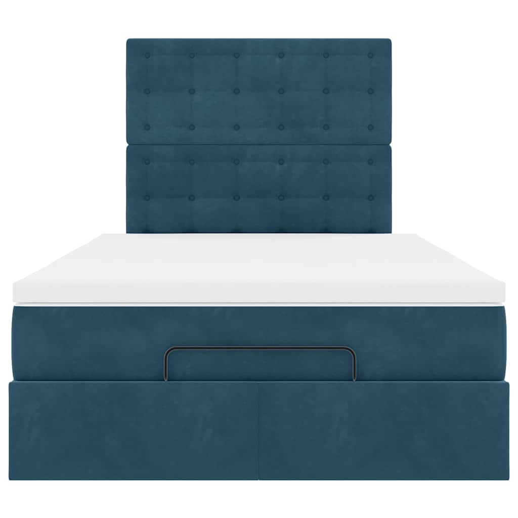 Ottoman-Bett mit Matratzen & LEDs Dunkelblau 120x190 cm Samt