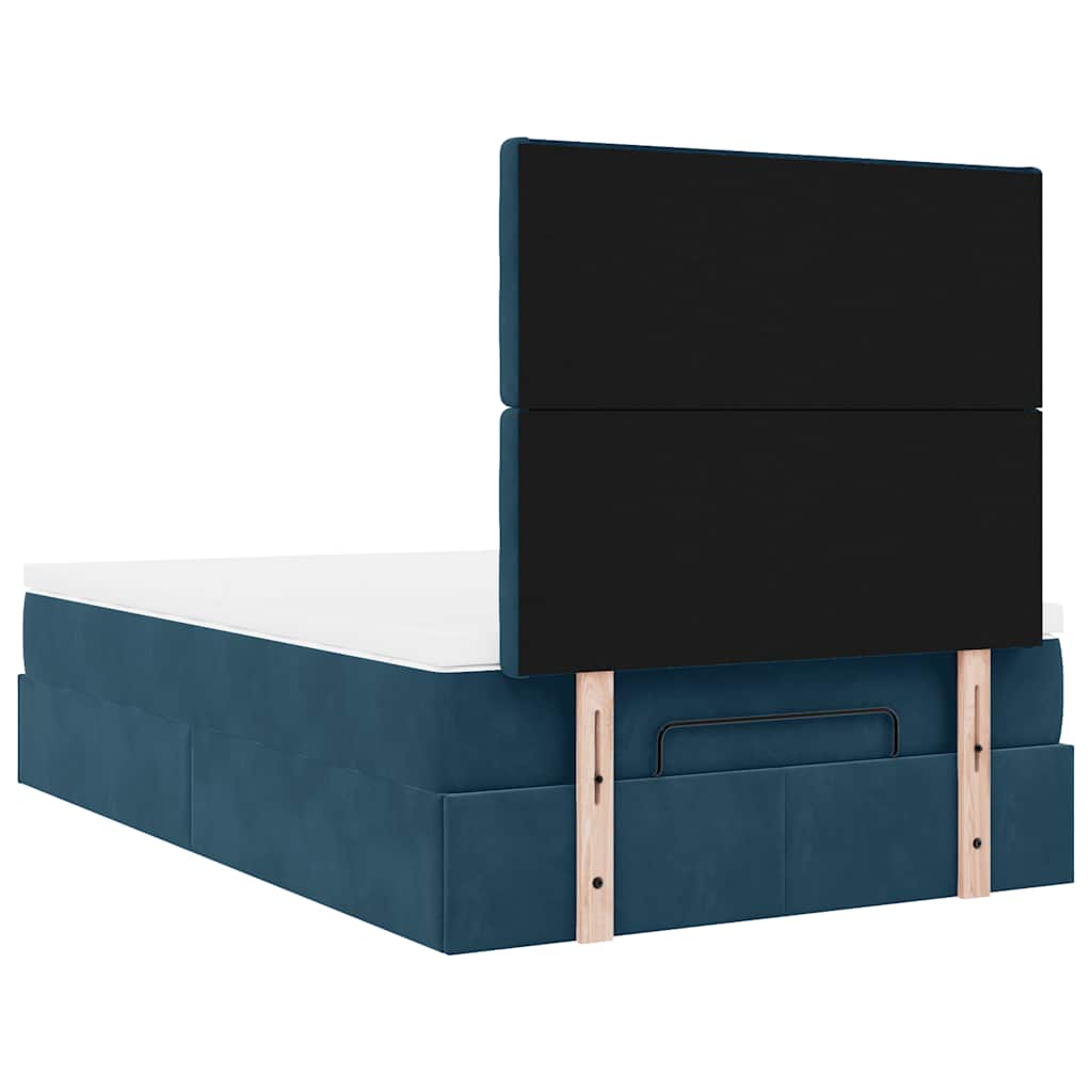 Ottoman-Bett mit Matratzen & LEDs Dunkelblau 120x190 cm Samt