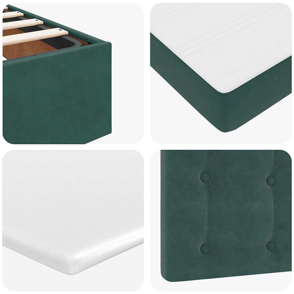 Ottoman-Bett mit Matratzen & LEDs Dunkelgrün 120x200 cm Samt
