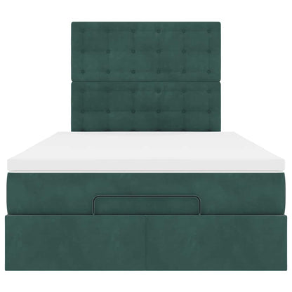 Ottoman-Bett mit Matratzen & LEDs Dunkelgrün 120x200 cm Samt
