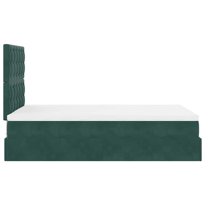 Ottoman-Bett mit Matratzen & LEDs Dunkelgrün 120x200 cm Samt