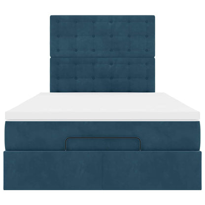 Ottoman-Bett mit Matratzen & LEDs Dunkelblau 120x200 cm Samt
