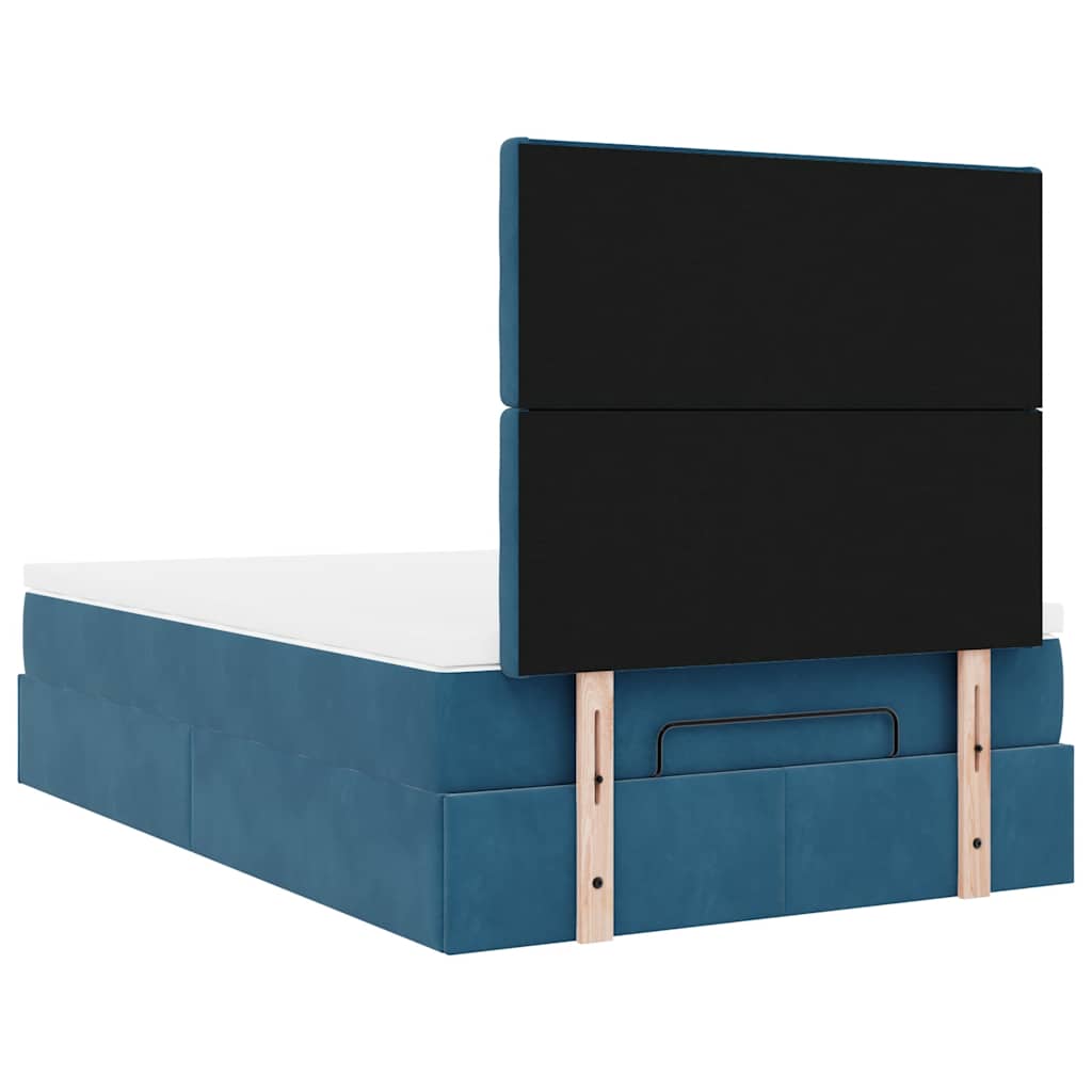 Ottoman-Bett mit Matratzen & LEDs Dunkelblau 120x200 cm Samt