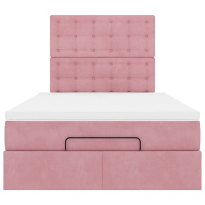 Ottoman-Bett mit Matratzen & LEDs Rosa 120x200 cm Samt