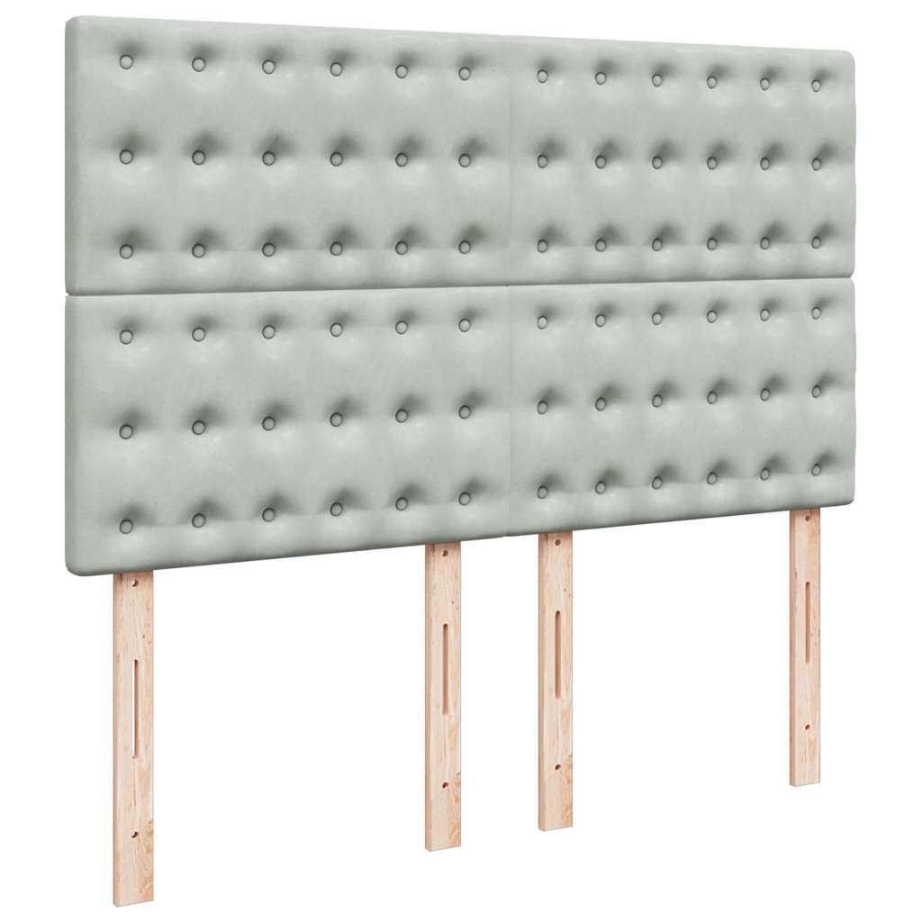 Ottoman-Bett mit Matratzen & LEDs Hellgrau 140x200 cm Samt