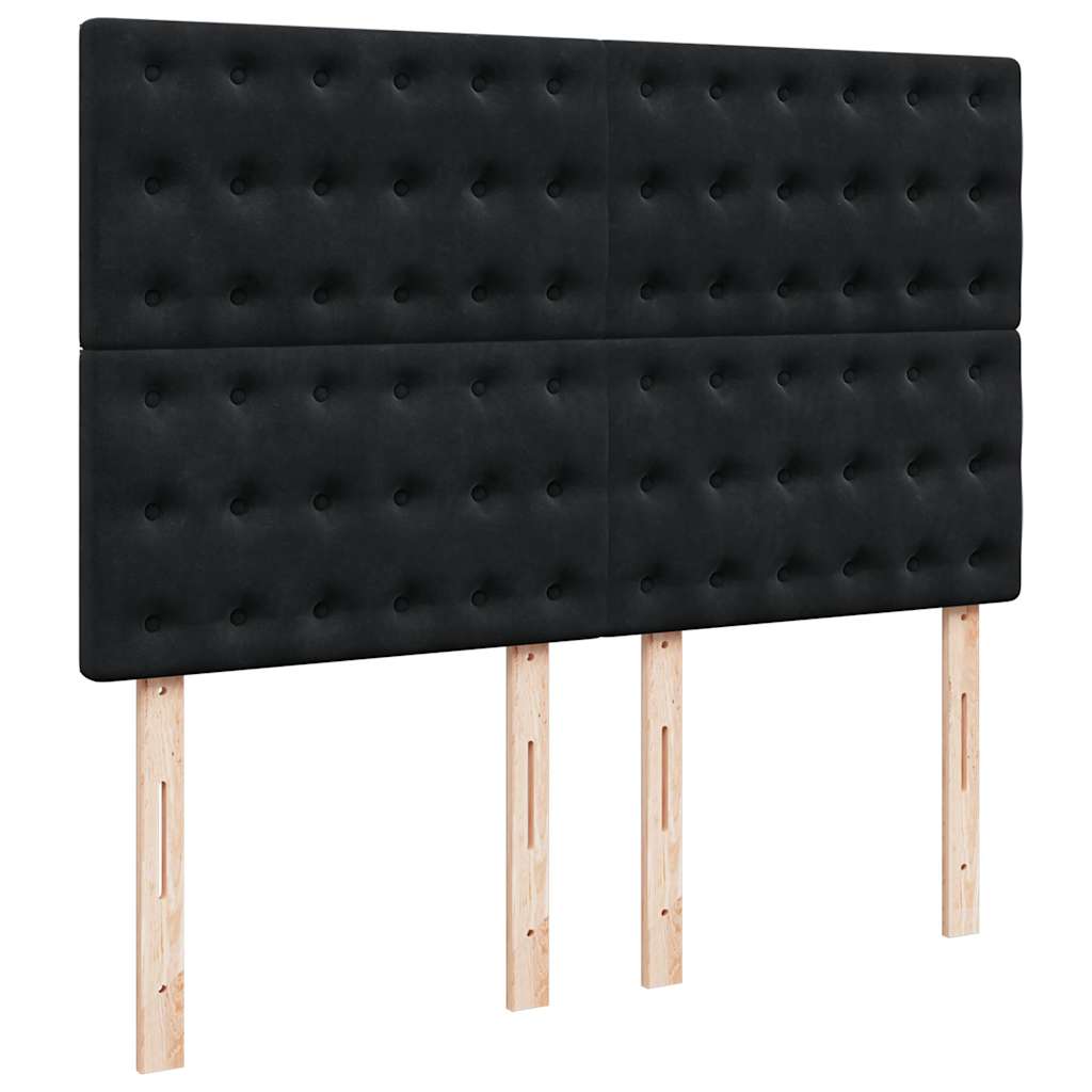 Ottoman-Bett mit Matratzen & LEDs Schwarz 140x200 cm Samt