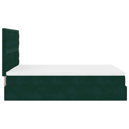 Ottoman-Bett mit Matratzen & LEDs Dunkelgrün 140x200 cm Samt
